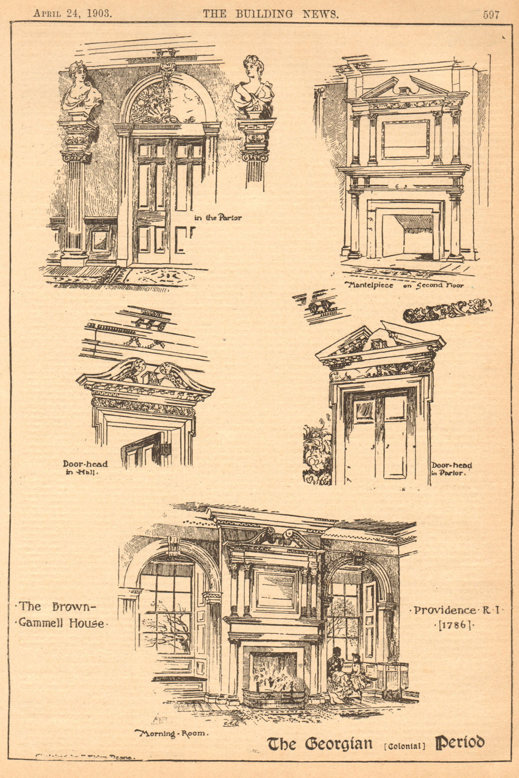 Georgian Colonial period. Brown-Gammell house, Providence, Rhode Island 1903